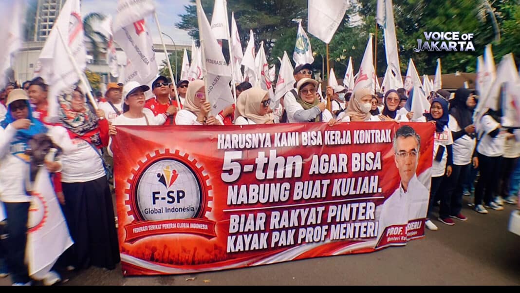 Demo Perdana FSPGI di Kemenaker Ribuan Buruh