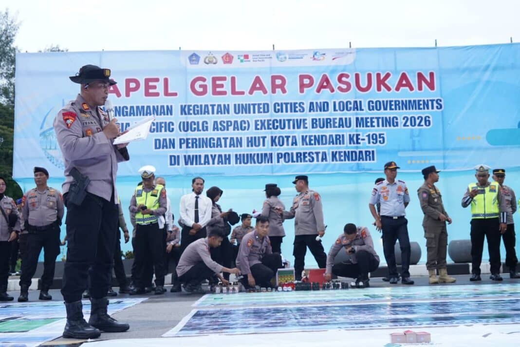 Jelang UCLG ASPAC 2026, Pemkot Kendari Gelar Apel Pasukan Pengamanan Skala Internasional